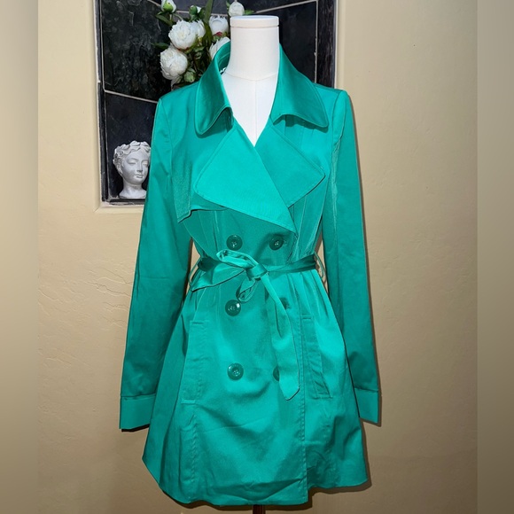 VERTIGO Green Double Breasted Trench Coat Size XL - Picture 1 of 11